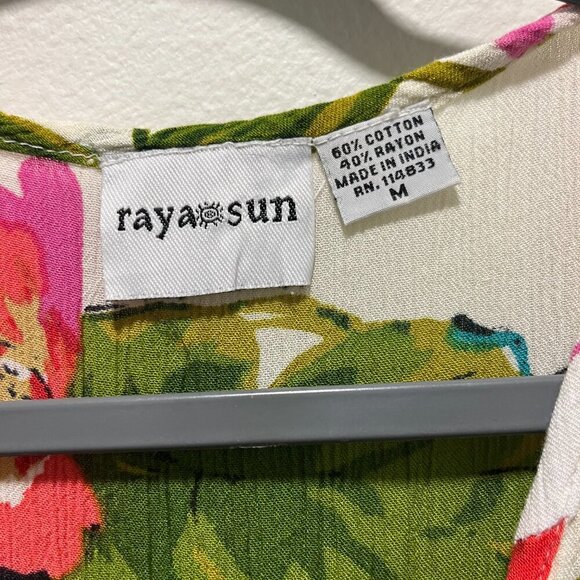 RAYA SUN DRESS WOMEN SZ Medium FLORAL PRINT V-Neck SLEEVELESS - Picture 2 of 4